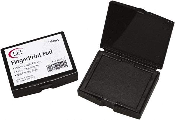 LEE - 2" Wide x 1/2" High x 1/2" Deep, Inked Fingerprint Pad - Plastic, Black - All Tool & Supply