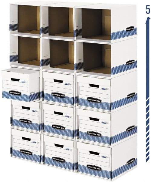 BANKERS BOX - 1 Compartment, 6-1/2" Wide x 21-3/4" High x 6-1/2" Deep, Storage Box - Corrugated, White/Blue - All Tool & Supply