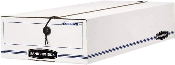 BANKERS BOX - 1 Compartment, 9-1/4" Wide x 4-1/4" High x 15" Deep, Storage Box - Corrugated Cardboard, White/Blue - All Tool & Supply