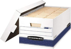 BANKERS BOX - 1 Compartment, 12-7/8" Wide x 10-1/4" High x 25-3/8" Deep, Storage Box - Corrugated Cardboard, White/Blue - All Tool & Supply