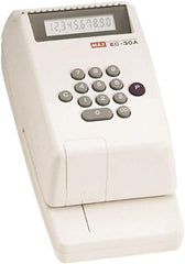 MAX - 4-3/8" Wide x 3-3/4" High x 9-1/8" Deep, Electronic Check Writer - Plastic, White - All Tool & Supply