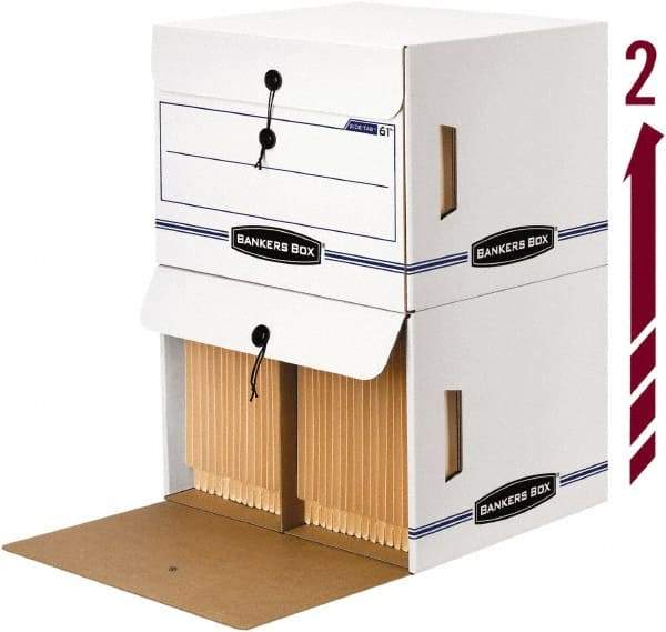 BANKERS BOX - 1 Compartment, 37-1/2" Wide x 37-3/4" High x 5-1/4" Deep, Storage Box - Corrugated Cardboard, White/Blue - All Tool & Supply