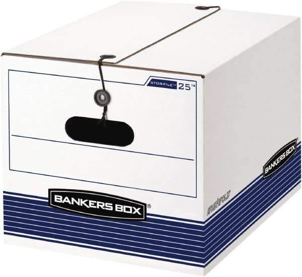 BANKERS BOX - 1 Compartment, 12-1/4" Wide x 11" High x 24-1/8" Deep, Storage Box - Corrugated Cardboard, White/Blue - All Tool & Supply