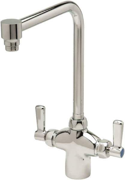 Zurn - Bent Riser, Two Handle, Chrome Plated Single Hole Mount, Laboratory Faucet - Lever Handle - All Tool & Supply