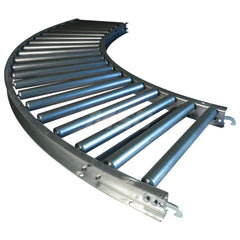 Gravity Conveyors; Conveyor Type: Roller; Component: 90 Degree Curved Conveyor; Telescopic: No; Roller Diameter (Decimal Inch): 1.3800; Overall Width: 24; Wheel Material: Galvanized Steel; Minimum Extended Length: 5.0 ft; Maximum Extended Length: 5.0000;