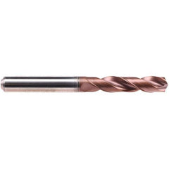 Emuge - 8.1mm 140° Spiral Flute Solid Carbide Screw Machine Drill Bit - AlCrN Finish, Right Hand Cut, 47mm Flute Length, 89mm OAL, Four Facet Point, Straight Shank, Through Coolant - All Tool & Supply