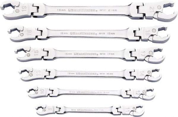 GearWrench - 9 x 11mm, Double End Head, Ratcheting Flare Nut Wrench - 7-3/4" OAL, Steel, Full Polish, 6 Points - All Tool & Supply