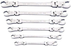 GearWrench - 9 x 11mm, Double End Head, Ratcheting Flare Nut Wrench - 7-3/4" OAL, Steel, Full Polish, 6 Points - All Tool & Supply