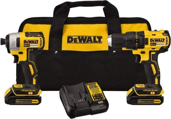 DeWALT - 20 Volt Cordless Tool Combination Kit - Includes 1/2" Brushless Compact Drill/Driver & 1/4" Brushless Impact Driver, Lithium-Ion Battery Included - All Tool & Supply