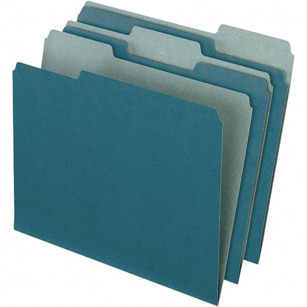 Pendaflex - 9-1/2 x 11-5/8", Letter Size, Blue, File Folders with Top Tab - 11 Point Stock, Assorted Tab Cut Location - All Tool & Supply