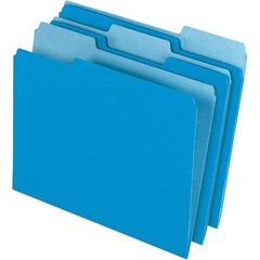 Pendaflex - 9-1/2 x 11-5/8", Letter Size, Blue/Light Blue, File Folders with Top Tab - 11 Point Stock, Assorted Tab Cut Location - All Tool & Supply