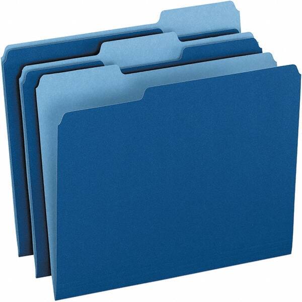 Pendaflex - 9-1/2 x 11-5/8", Letter Size, Navy Blue, File Folders with Top Tab - 11 Point Stock, Assorted Tab Cut Location - All Tool & Supply