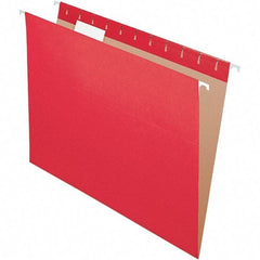 Pendaflex - 8-1/2 x 11", Letter Size, Red, Hanging File Folder - 11 Point Stock, 1/5 Tab Cut Location - All Tool & Supply