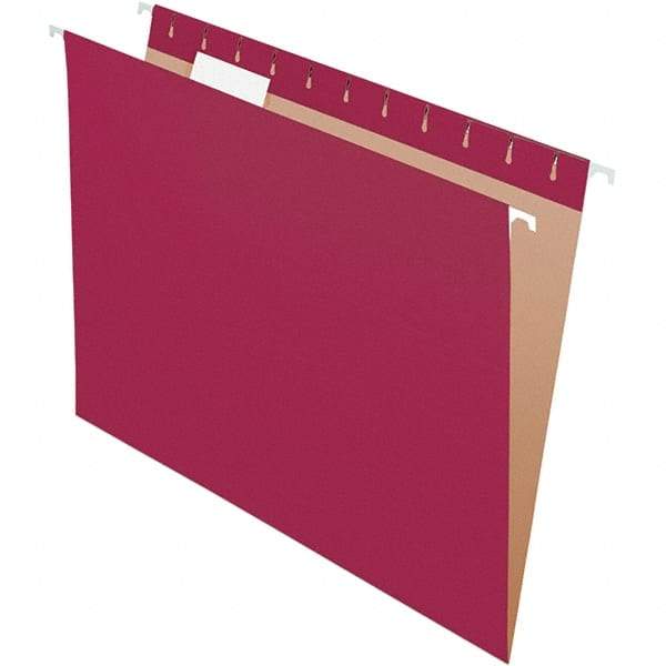 Pendaflex - 8-1/2 x 11", Letter Size, Burgundy, Hanging File Folder - 11 Point Stock, 1/5 Tab Cut Location - All Tool & Supply