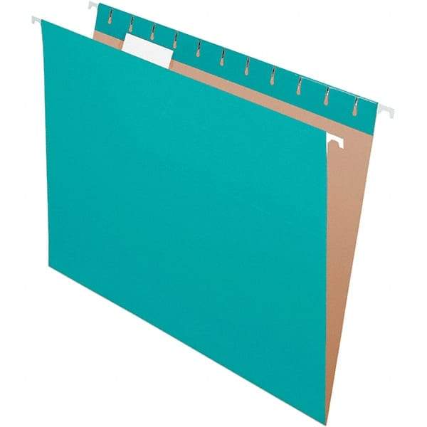 Pendaflex - 8-1/2 x 11", Letter Size, Aqua, Hanging File Folder - 11 Point Stock, 1/5 Tab Cut Location - All Tool & Supply