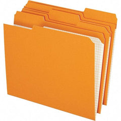 Pendaflex - 9-1/2 x 11-5/8", Letter Size, Orange, File Folders with Top Tab - 11 Point Stock, Assorted Tab Cut Location - All Tool & Supply