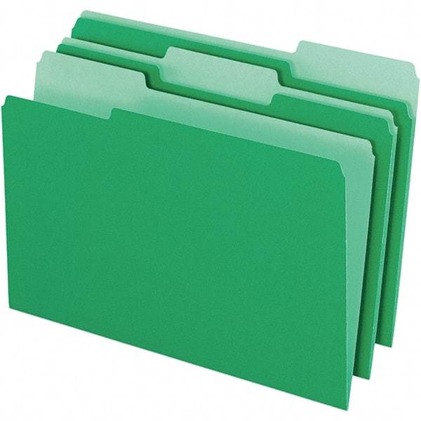 Pendaflex - 9-1/2 x 14-5/8", Legal, Green/Light Green, File Folders with Top Tab - 11 Point Stock, Assorted Tab Cut Location - All Tool & Supply