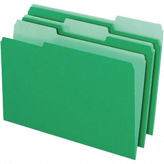 Pendaflex - 9-1/2 x 14-5/8", Legal, Green/Light Green, File Folders with Top Tab - 11 Point Stock, Assorted Tab Cut Location - All Tool & Supply