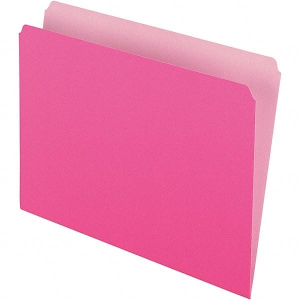 Pendaflex - 9-1/2 x 11-5/8", Letter Size, Pink, File Folders with Top Tab - 11 Point Stock, Straight Tab Cut Location - All Tool & Supply