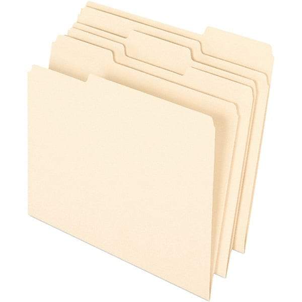 Pendaflex - 9-1/2 x 11-5/8", Letter Size, Manila, File Folders with Top Tab - 11 Point Stock, Assorted Tab Cut Location - All Tool & Supply