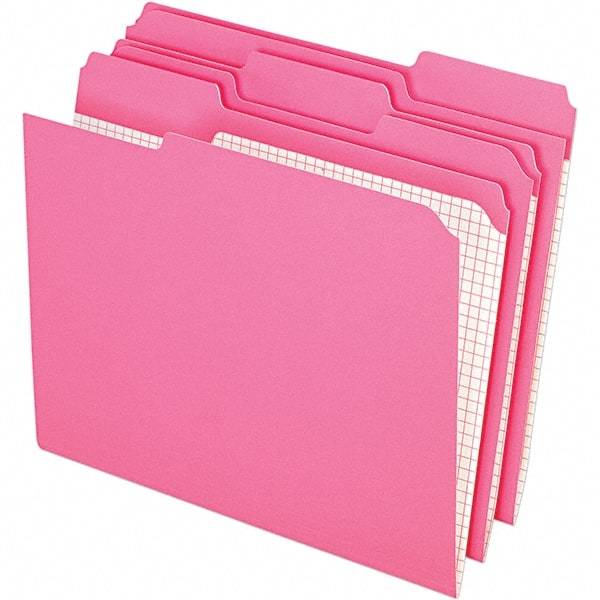 Pendaflex - 10 x 12", Letter Size, Pink, File Folders with Top Tab - 11 Point Stock, Assorted Tab Cut Location - All Tool & Supply