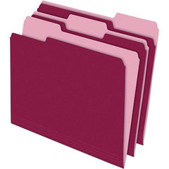 Pendaflex - 11-5/8 x 9-3/16", Letter Size, Burgundy, File Folders with Top Tab - 11 Point Stock, Assorted Tab Cut Location - All Tool & Supply