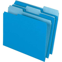 Pendaflex - 11-5/8 x 9-3/16", Letter Size, Blue, File Folders with Top Tab - 11 Point Stock, Assorted Tab Cut Location - All Tool & Supply