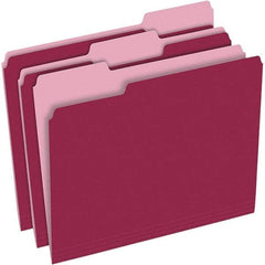 Pendaflex - 9-1/2 x 11-5/8", Letter Size, Burgundy, File Folders with Top Tab - 11 Point Stock, Assorted Tab Cut Location - All Tool & Supply