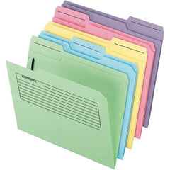 Pendaflex - 11-5/8 x 9-1/2", Letter Size, Assorted Colors, File Folders with Top Tab - 11 Point Stock, Assorted Tab Cut Location - All Tool & Supply