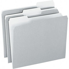 Pendaflex - 9-1/2 x 11-5/8", Letter Size, Gray/Light Gray, File Folders with Top Tab - 11 Point Stock, Assorted Tab Cut Location - All Tool & Supply