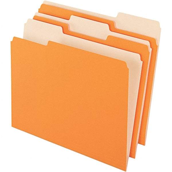 Pendaflex - 9-1/2 x 11-5/8", Letter Size, Orange/Light Orange, File Folders with Top Tab - 11 Point Stock, Assorted Tab Cut Location - All Tool & Supply