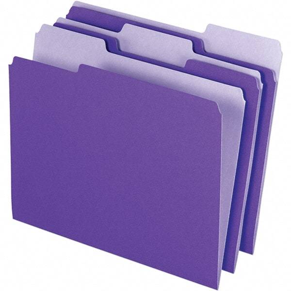 Pendaflex - 11-5/8 x 9-3/16", Letter Size, Violet, File Folders with Top Tab - 11 Point Stock, Assorted Tab Cut Location - All Tool & Supply