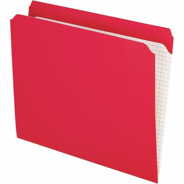 Pendaflex - 9-1/2 x 11-5/8", Letter Size, Red, File Folders with Top Tab - 11 Point Stock, Straight Tab Cut Location - All Tool & Supply