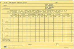 TOPS - 29/32" High x 6-51/64" Wide Weekly Time Cards - Use with Manual Time Record - All Tool & Supply