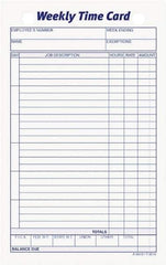 TOPS - 1" High x 4-19/64" Wide Weekly Time Cards - Use with Manual Time Record - All Tool & Supply