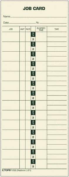 TOPS - 3-29/32" High x 9-45/64" Wide Weekly Time Cards - Use with Cincinnati L-61, Lathem L-61, Simplex 15-800622 - All Tool & Supply