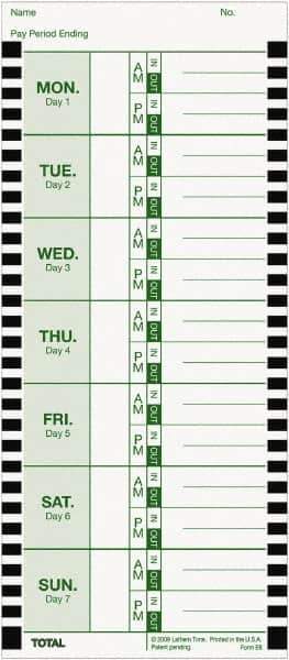 Lathem Time - 1" High x 3-3/4" Wide Weekly Time Cards - Use with Lathem Model 800P - All Tool & Supply