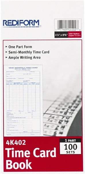 REDIFORM - 29/32" High x 4-13/64" Wide Bi-Weekly Time Cards - Use with Manual Time Record - All Tool & Supply