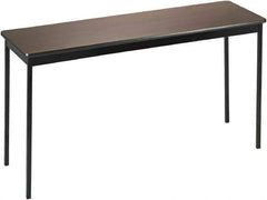 Barricks - 18" Long x 60" Wide x 30" High Stationary Rectangular Utility Tables - 3/4" Thick, Walnut & Black, Wood Grain Laminate/Steel - All Tool & Supply