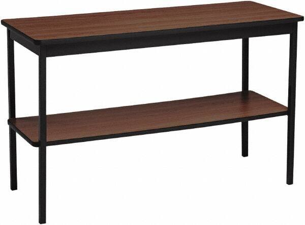 Barricks - 18" Long x 48" Wide x 30" High Stationary Rectangular Utility Tables - 3/4" Thick, Walnut & Black, Wood Grain Laminate/Steel - All Tool & Supply