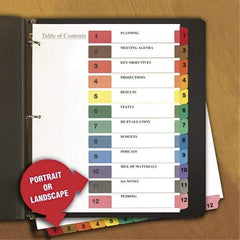 Universal One - 11 x 8 1/2" 8 Tabs, 3-Hole Punched, Tab Divider - Multicolor Tabs, White Folder - All Tool & Supply