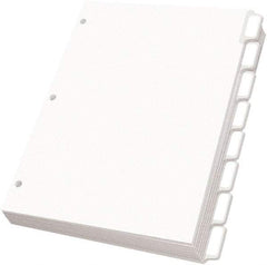 OXFORD - 11 x 8 1/2" 5 Tabs, 3-Hole Punched, Self-Stick Tab - White - All Tool & Supply