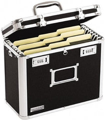 Vaultz - 1 Compartment, 13-3/4" Wide x 12-1/4" High x 7-1/4" Deep, Portable Storage Box - Aluminum, Chrome, PVC & Rubber, Black - All Tool & Supply