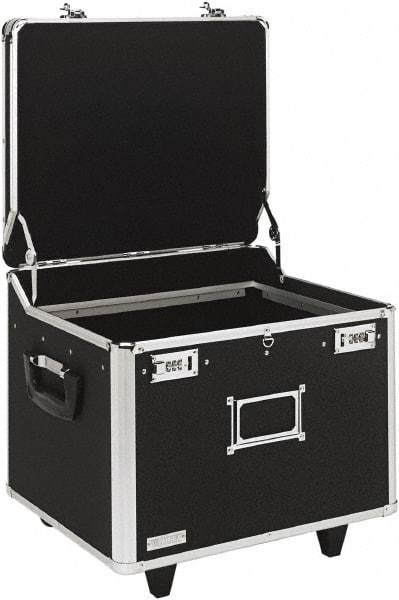 Vaultz - 1 Compartment, 15-1/4" Wide x 11-1/2" High x 12-1/4" Deep, Portable Storage Box - Aluminum, Chrome & PVC, Black - All Tool & Supply