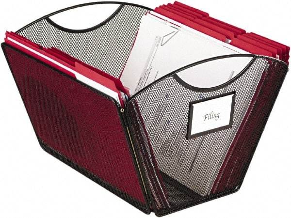 Safco - 1 Compartment, 12-1/2" Wide x 9-1/2" High x 13-3/4" Deep, File Storage Boxes - Steel & Mesh, Black - All Tool & Supply