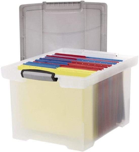 Storex - 1 Compartment, 18-1/2" Wide x 10-7/8" High x 14-1/4" Deep, Portable Storage Box - Plastic, Clear & Silver - All Tool & Supply