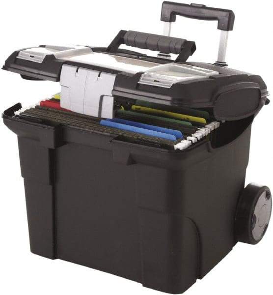 Storex - 1 Compartment, 15" Wide x 30" High x 16.38" Deep, Portable Storage Box - Metal & Plastic, Black - All Tool & Supply