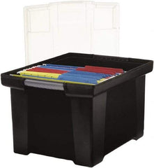 Storex - 1 Compartment, 18-1/2" Wide x 10-7/8" High x 14-1/4" Deep, Portable Storage Box - Plastic, Black/Clear - All Tool & Supply