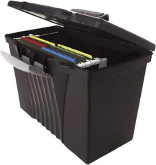 Storex - 1 Compartment, 14-1/2" Wide x 12" High x 10-1/2" Deep, File Storage Boxes - Plastic, Black - All Tool & Supply