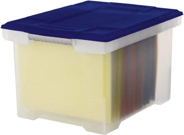 Storex - 1 Compartment, 18-1/2" Wide x 10-7/8" High x 14-1/4" Deep, Portable Storage Box - Plastic, Clear/Blue - All Tool & Supply